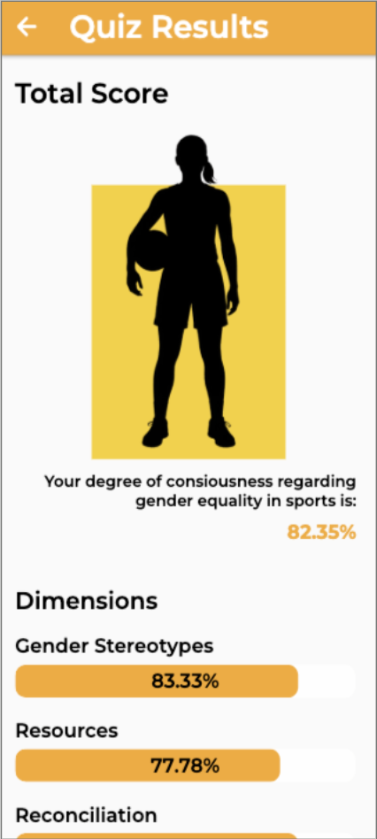 PROMISE app — quiz results screen